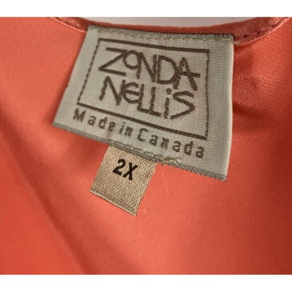 Os Zonda Nellis silk and linen Coral summer 3 piece set tunic tank pants - Picture 10 of 10